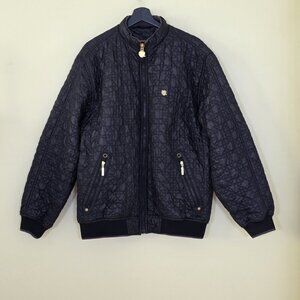 Vtg Rocawear Quilted Jacket Mens M Black Full Zip LS No Hood Pockets Logo Rapper